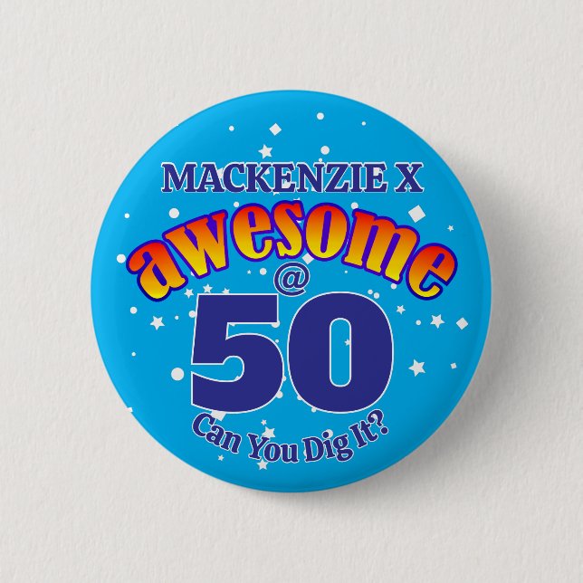 PHANTASTISCH 50 BLAU Geburtstag Button (Vorderseite)
