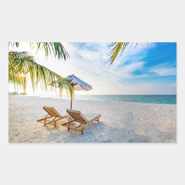 Phantastisch Beach Sunset Rechteckiger Aufkleber (Vorderseite)
