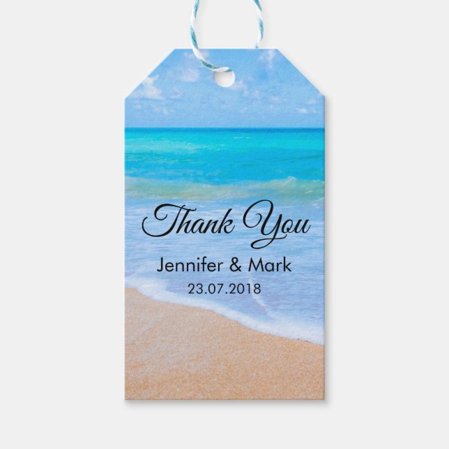 Phantastisch Beach Tropical Scene Foto Hochzeit Da Geschenkanhänger (Vorderseite)