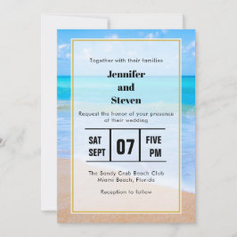 Phantastisch Beach Tropical Scene Foto Hochzeit ei Einladung
