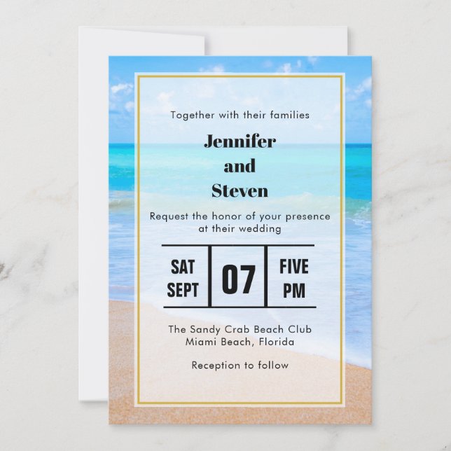 Phantastisch Beach Tropical Scene Foto Hochzeit Einladung (Vorderseite)