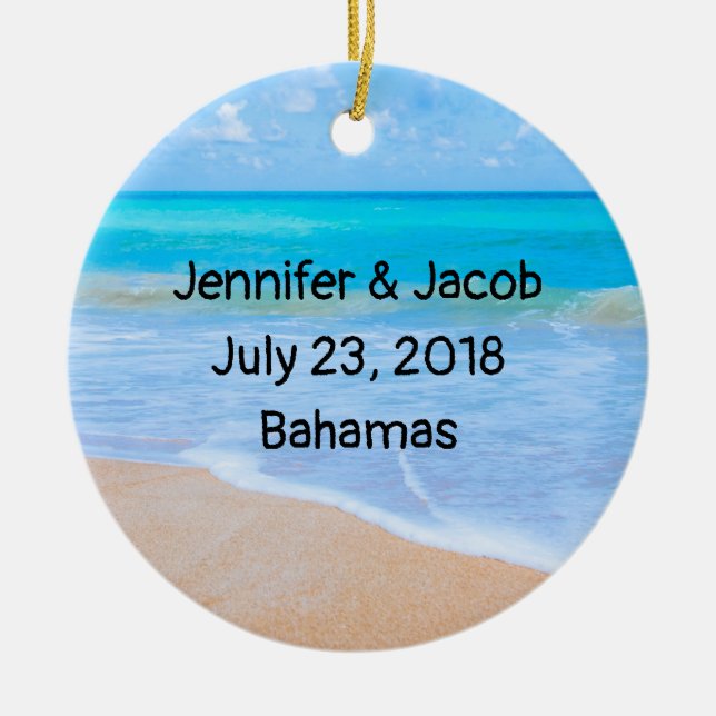 Phantastisch Beach Tropical Scene Foto Hochzeit Keramikornament (Vorne)