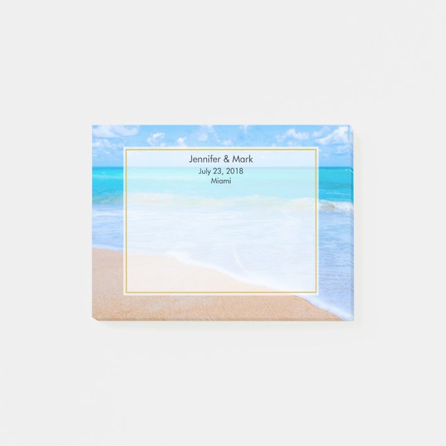 Phantastisch Beach Tropical Scene Foto Hochzeit Post-it Klebezettel (Vorderseite)