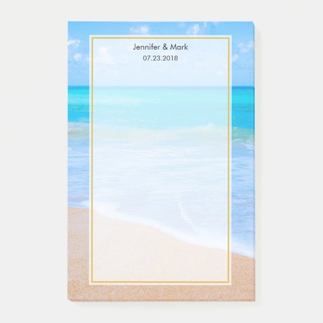 Phantastisch Beach Tropical Scene Foto Hochzeit Post-it Klebezettel (Vorderseite)