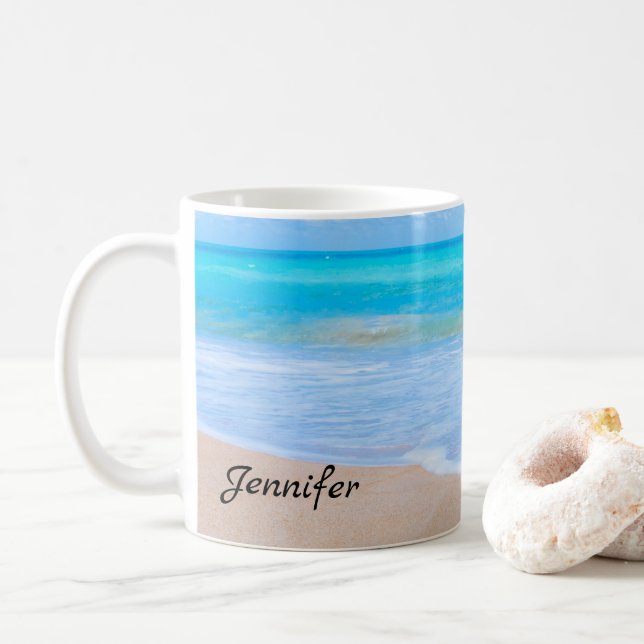 Phantastisch Beach Tropical Scene Foto Kaffeetasse (Mit Donut)