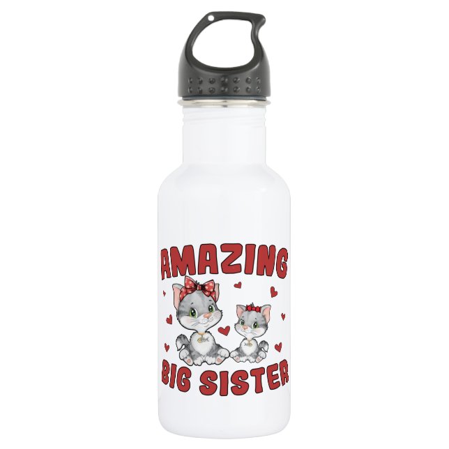 Phantastisch Big Sister - Kitty Cats Red Hearts Edelstahlflasche (Vorderseite)