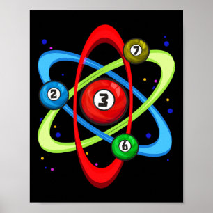 Phantastisch Billard Ball Atom Science Pool Player Poster