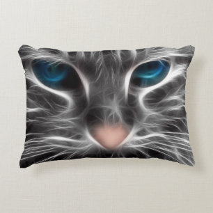 Phantastisch Blue Mit Augen Cat Face Dekokissen