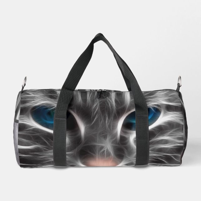Phantastisch Blue Mit Augen Cat Face Duffle Bag (Rückseite)