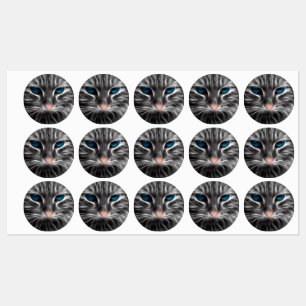 Phantastisch Blue Mit Augen Cat Face Etiketten