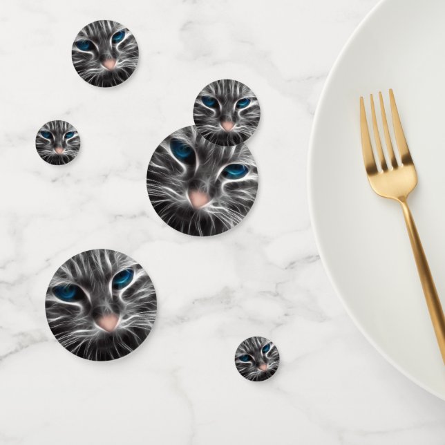 Phantastisch Blue Mit Augen Cat Face Konfetti (Gruppe)