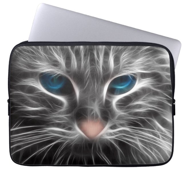 Phantastisch Blue Mit Augen Cat Face Laptopschutzhülle (Vorderseite)
