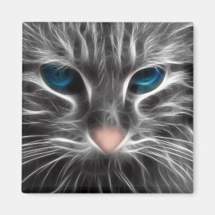 Phantastisch Blue Mit Augen Cat Face Magnet