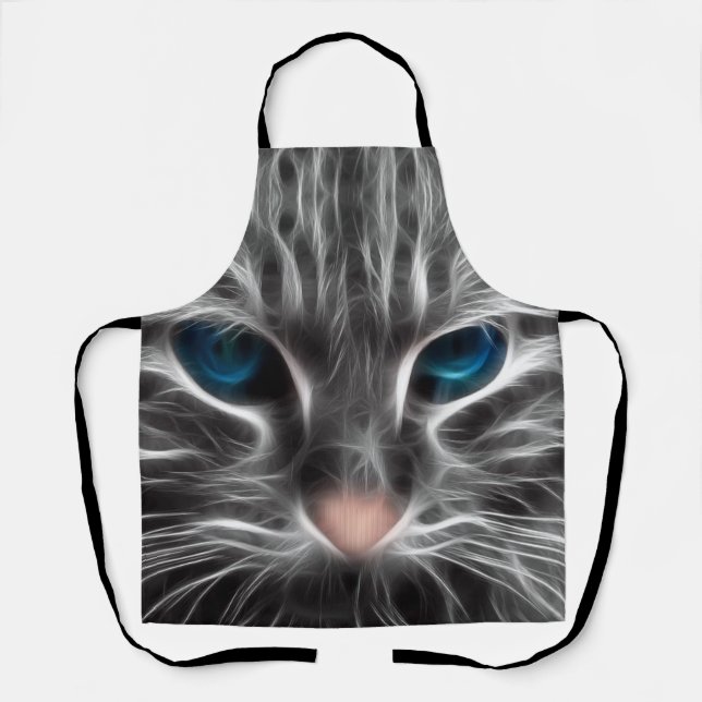Phantastisch Blue Mit Augen Cat Face Schürze (Vorderseite)