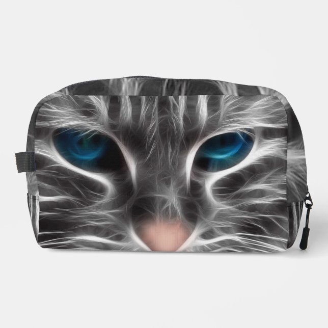 Phantastisch Blue Mit Augen Cat Face Waschbeutel (Vorderseite)