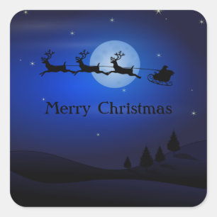 Phantastisch Blue Night Santa und Reinreira Quadratischer Aufkleber