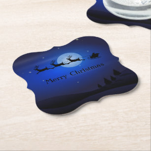 Phantastisch Blue Night Santa und Reinreira Untersetzer