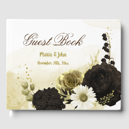 Phantastisch-braunes Elfenbeingold Blume botanisch Gästebuch