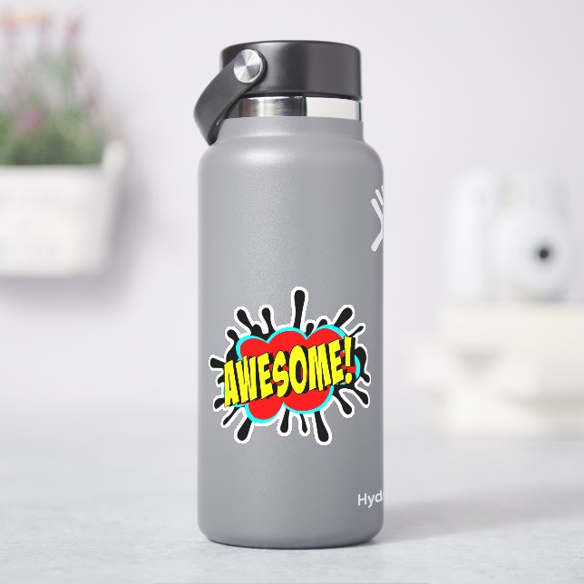 PHANTASTISCH Burst Pop Art Yellow on Red 4" Vinyl Aufkleber (HydroFlask)