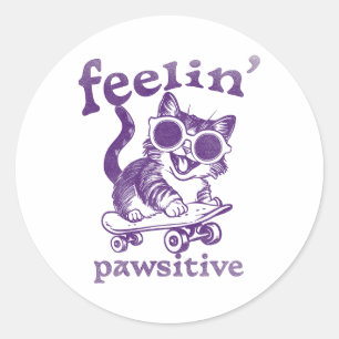 Phantastisch Cat Funny Skater Cat City Ride Runder Aufkleber