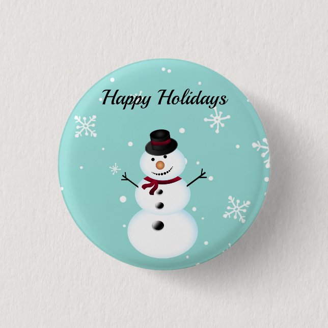 Phantastisch, Cool, Blue Christmas Snowman Button (Vorderseite)