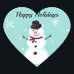 Phantastisch, Cool, Blue Christmas Snowman Herz-Aufkleber<br><div class="desc">Perfekter, süßer, blauer Weihnachtsschneemann</div>