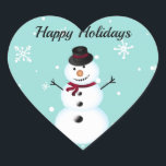 Phantastisch, Cool, Blue Christmas Snowman Herz-Aufkleber<br><div class="desc">Perfekter, süßer, blauer Weihnachtsschneemann</div>