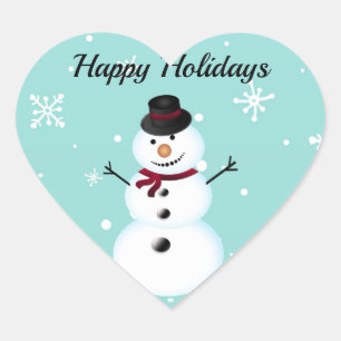 Phantastisch, Cool, Blue Christmas Snowman Herz-Aufkleber