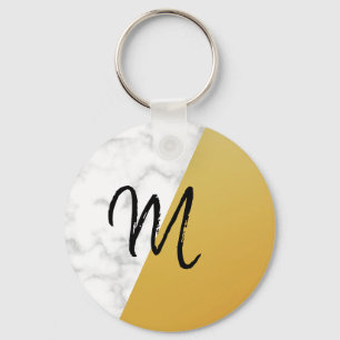 Phantastisch, Cool, weißer Marmor, Goldmonogramm Schlüsselanhänger