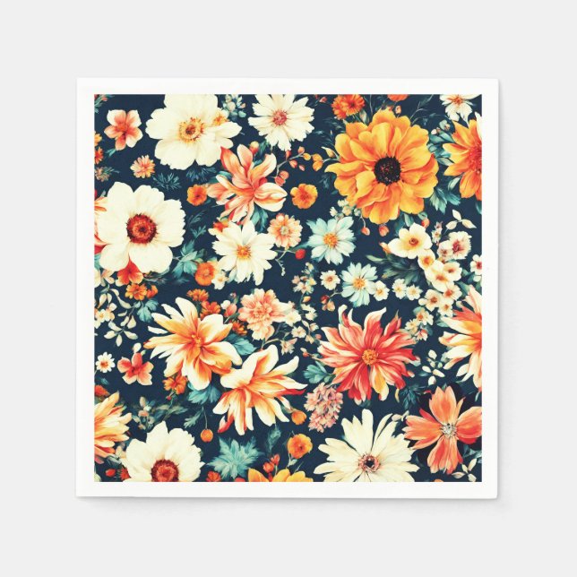 Phantastisch Delikate Blume in Weiß und Rot Serviette (Vorderseite)