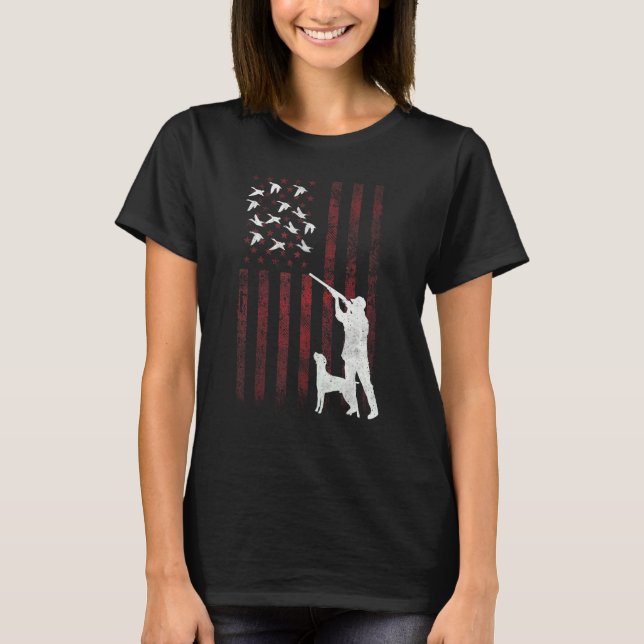 Phantastisch Duck Junting American Flag Duck Hunte T-Shirt (Vorderseite)