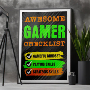 Phantastisch Gamer Checklist Gaming Poster