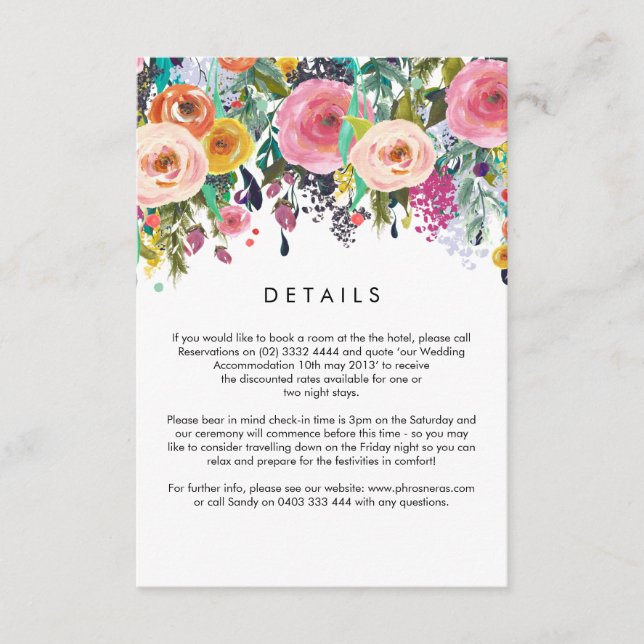 Phantastisch Garden Wedding Details Card Begleitkarte (Vorderseite)