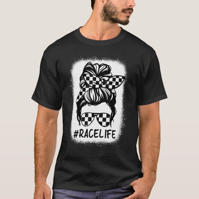 Phantastisch gebleicht Race Life Mama Leopard Mess T-Shirt (Vorderseite)