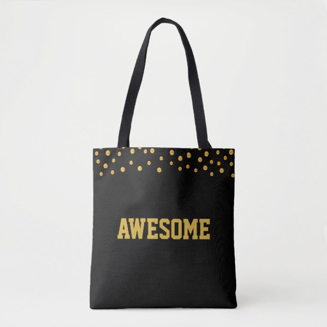 Phantastisch Golden Confetti auf dem Schwarzen Mee Tasche (Vorderseite)