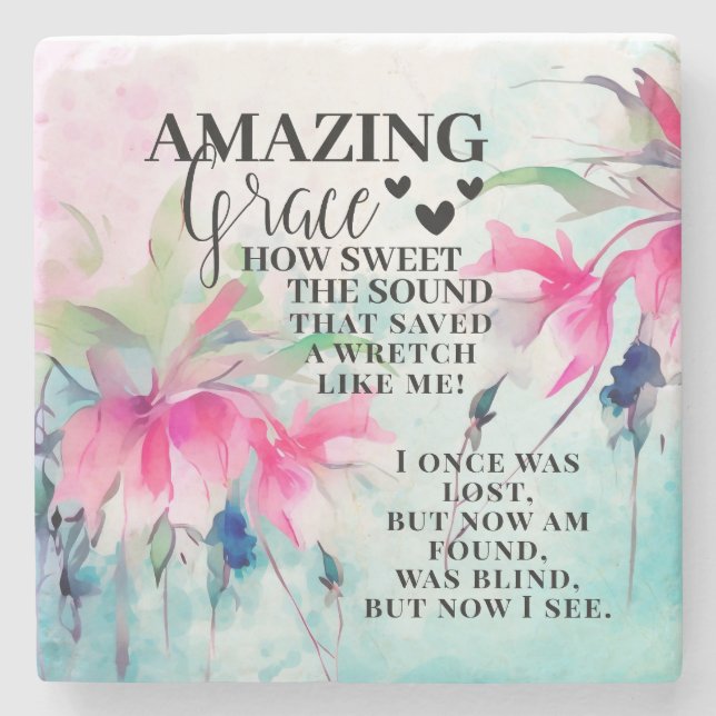 Phantastisch Grace Wie Sweet the Sound Christlich  Steinuntersetzer (Vorderseite)