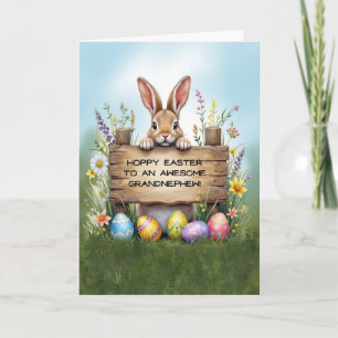 Phantastisch Grandnephew Bunny in Gras Ostereier Karte