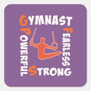 Phantastisch Gymnastik Boy Gymnast Power Stärke Quadratischer Aufkleber