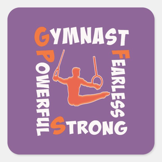 Phantastisch Gymnastik Boy Gymnast Power Stärke Quadratischer Aufkleber (Vorderseite)