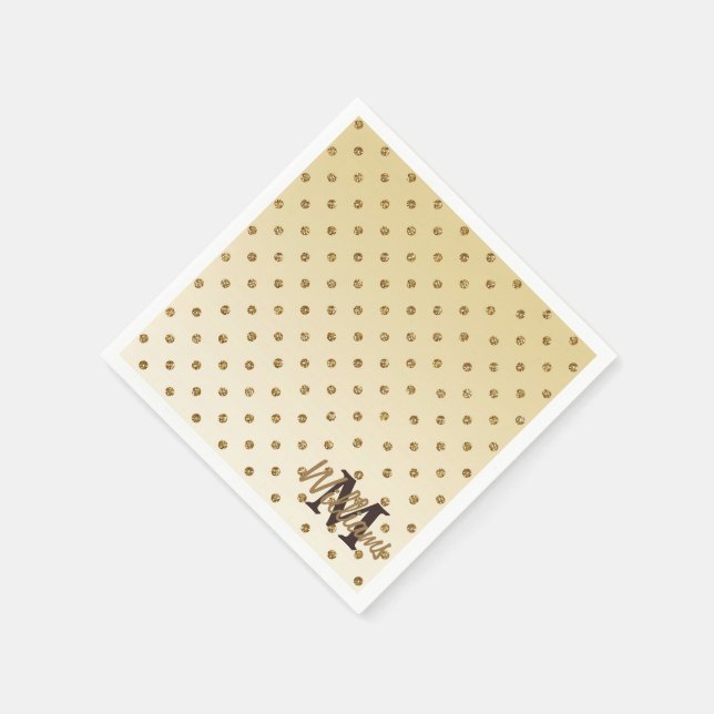 Phantastisch leuchtende Imitate Glitzer Goldpolka  Serviette (Ecke)