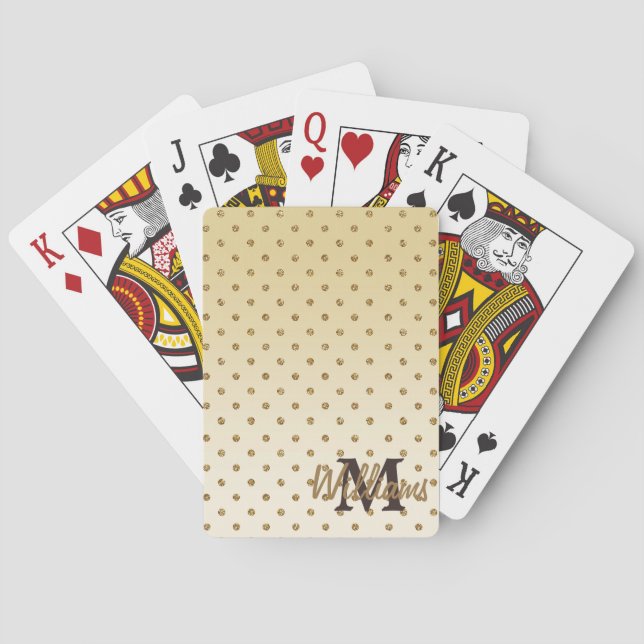 Phantastisch leuchtende Imitate Glitzer Goldpolka  Spielkarten (Rückseite)