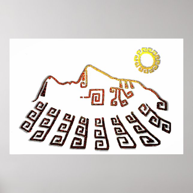 Phantastisch Machu_Picchu Cusco Peru Zeichnend Poster (Vorne)