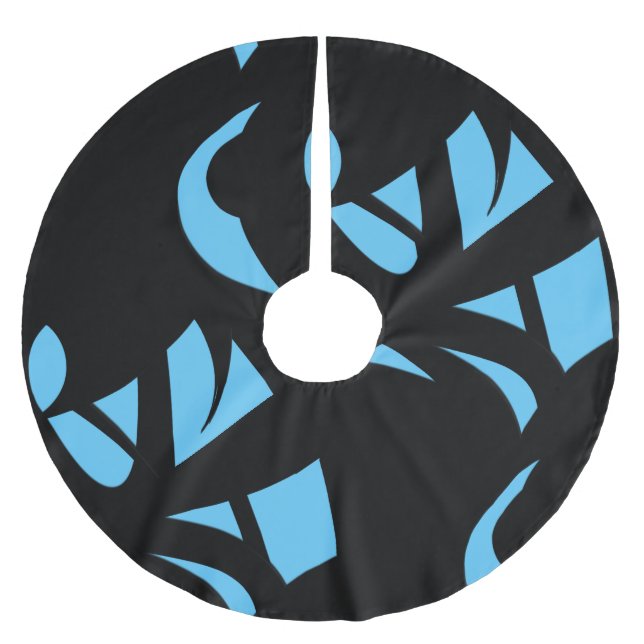 Phantastisch Moderne Kunst Blau / Schwarz Polyester Weihnachtsbaumdecke (Vorderseite)