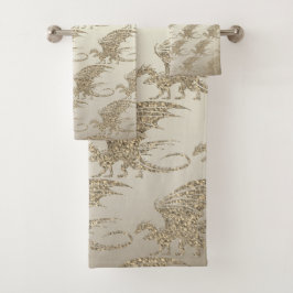 Phantastisch Mosaik Dragon Golden Badhandtuch Set