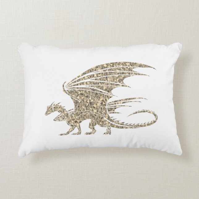 Phantastisch Mosaik Dragon Golden Dekokissen (Vorderseite)