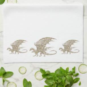 Phantastisch Mosaik Dragon Golden Geschirrtuch