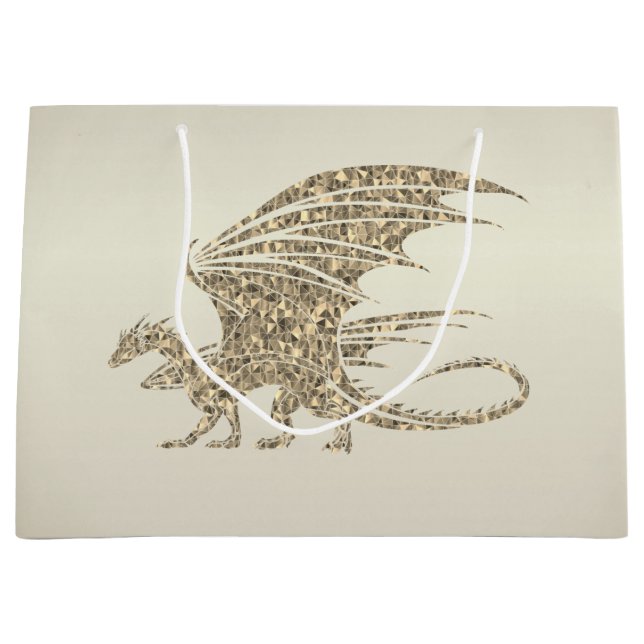 Phantastisch Mosaik Dragon Golden Große Geschenktüte (Vorderseite)