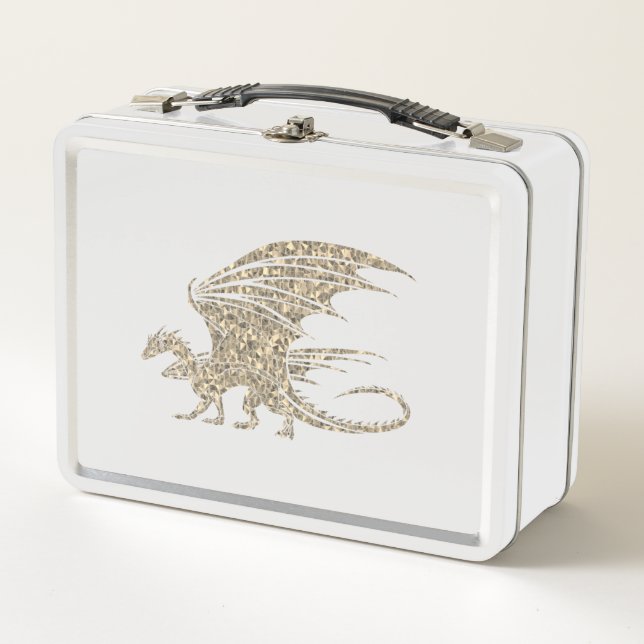 Phantastisch Mosaik Dragon Golden Metall Brotdose (Vorderseite)