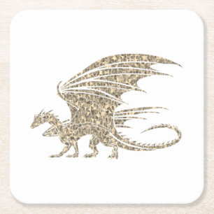 Phantastisch Mosaik Dragon Golden Rechteckiger Pappuntersetzer