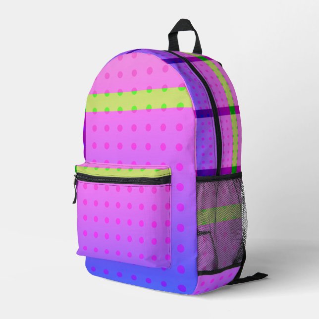 Phantastisch Neon 80er Polka Dot Fun Epic Bedruckter Rucksack (Rückseitige Ecke Rechts)